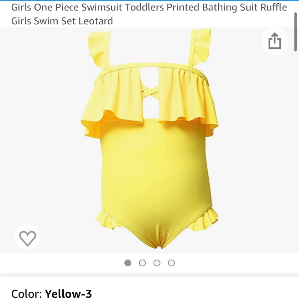 NWT one piece girl’s 3/4 yellow bathing suit